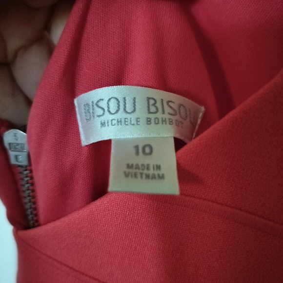 Bisou Bisou Sleeveless Back Zip Dress Size 10 Coral - Picture 7 of 9